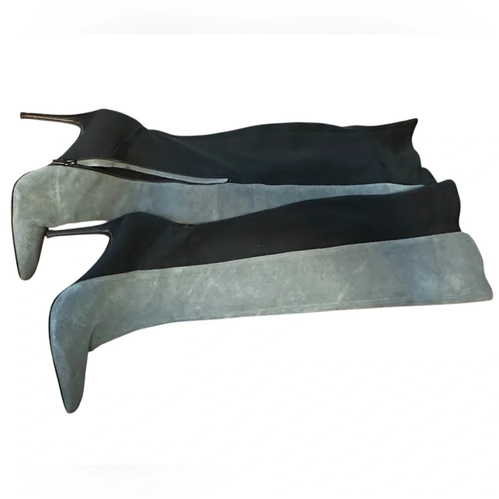 Charles David | Grey Suede & Black‎ Neoprene Over-the-Knee Boots, 8